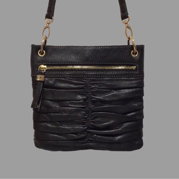 ETIENNE AIGNER Ruched Genuine Leather Crossbody Bag, Black - Picture 2 of 7